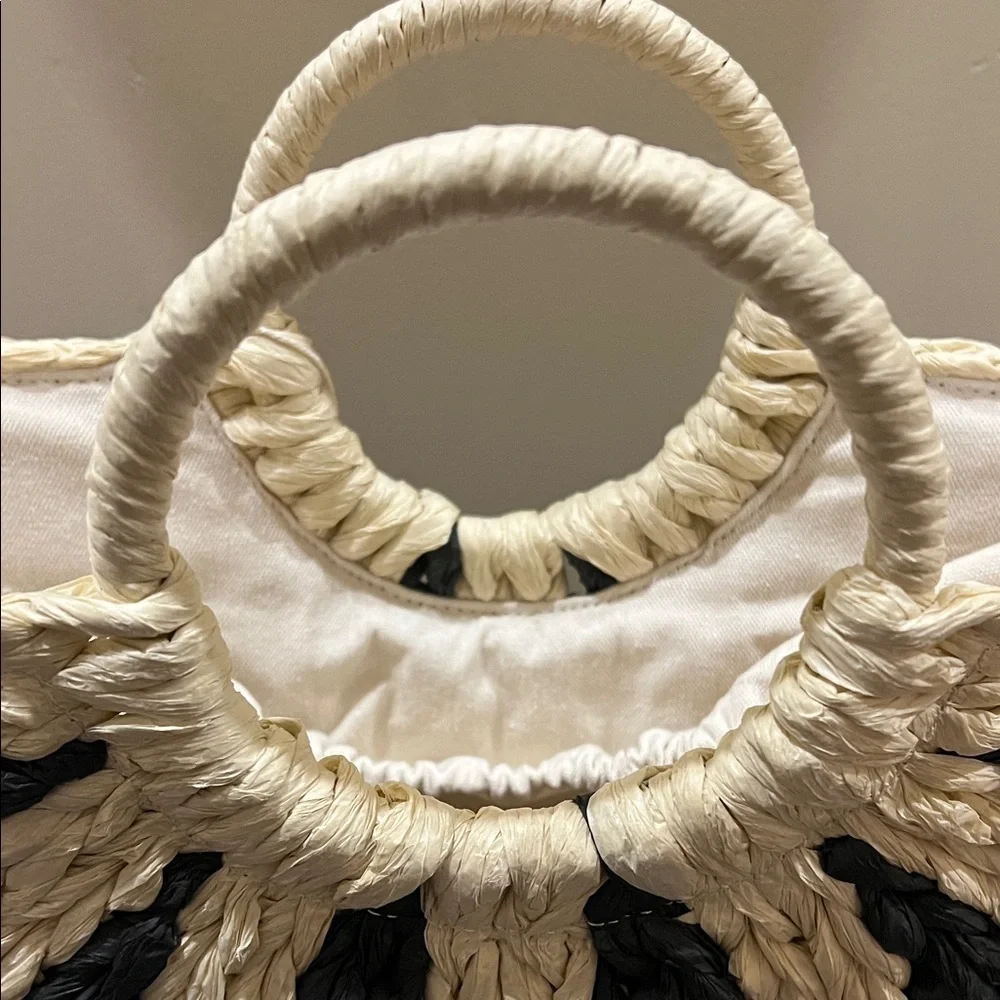 Dolce Vita | Black Raffia Shopper “EstelleB” Tote ~ Canvas Inside - Picture 10 of 15